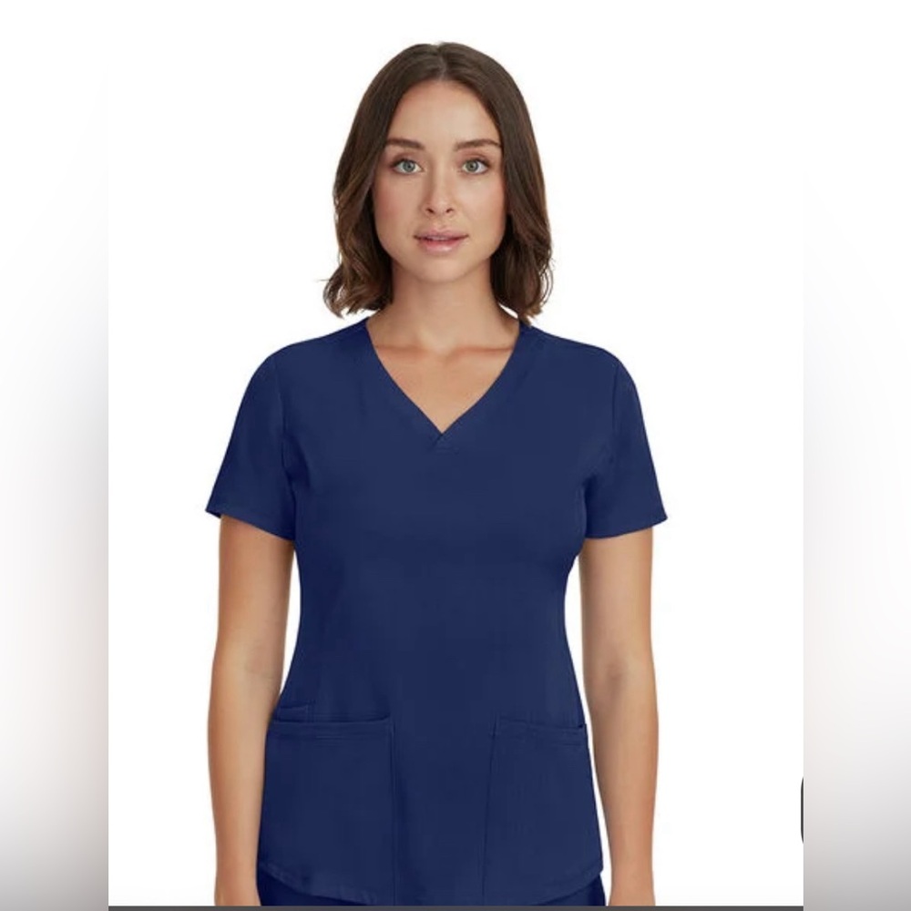 Navy Healing Hands Scrub top and bottoms